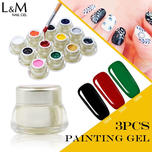 

nail gel 3 pcs a lot soak off color painting polish for drawing art, Red;pink