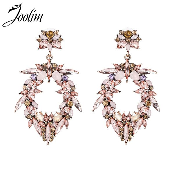 

joolim pink crystal piercing earring oval glimmer earring trendy dangle wholesale, Silver