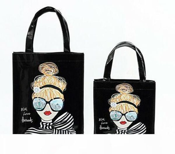 

pvc casual shopping fashion handbag harrods london girls handles tote bag