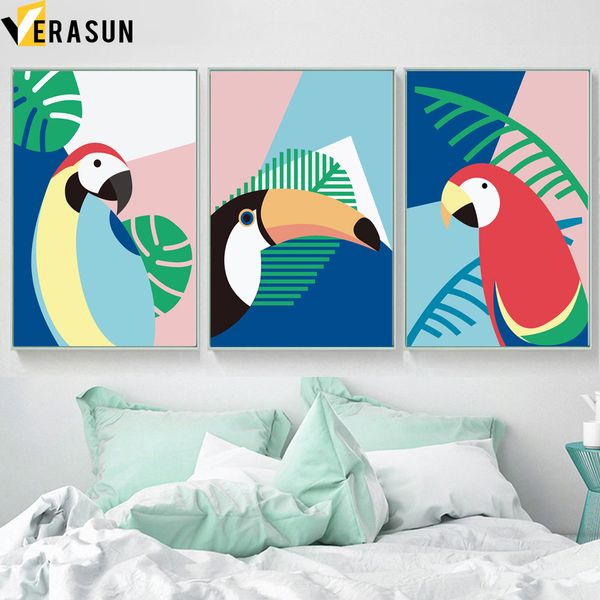 

cartoon parrot toucan wall art canvas painting posters and prints nordic poster animal wall pictures for kids room bedroom decor