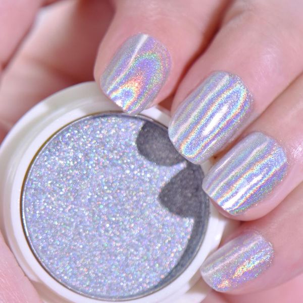 

beautybigbang holographics nails powder glitter solid state silver polishing chrome pigments nail art decorations, Silver;gold