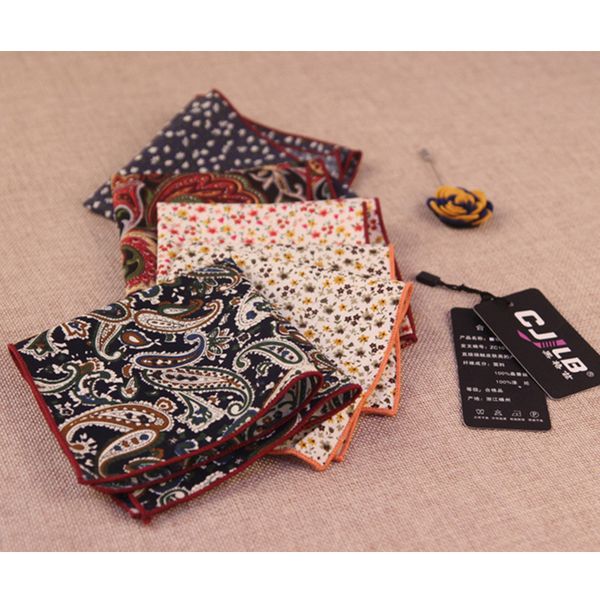 

floral men's pocket square chest towel handkerchiefs cotton fabric hankies men business square pockets hanky handkerchief ties accessor, Black;purple
