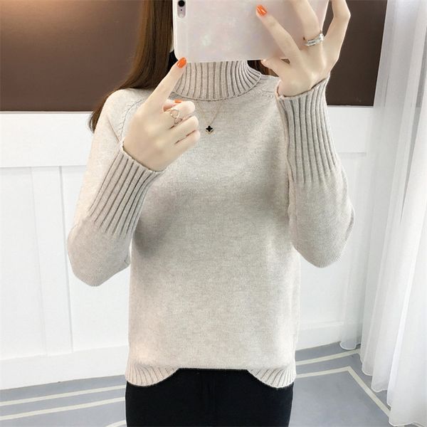 

turtleneck sweater women autumn winter sweater solid knitted long sleeve pullovers womens jumper pull femme river, White;black