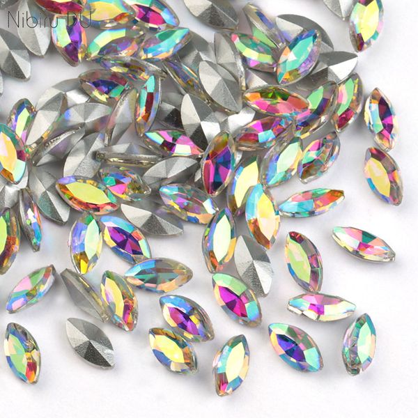 

20 шт точечные донные красочные gems стекла 3x6mm мини nail алмазы стразы стразы для дизайна ногтей 3d украшения аксессуары, Silver;gold