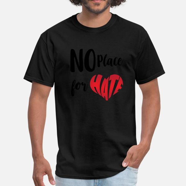 

no place for hate mobbing bullying love t shirt men printing tee shirt size s-3xl basic solid fitness funny casual summer style letter