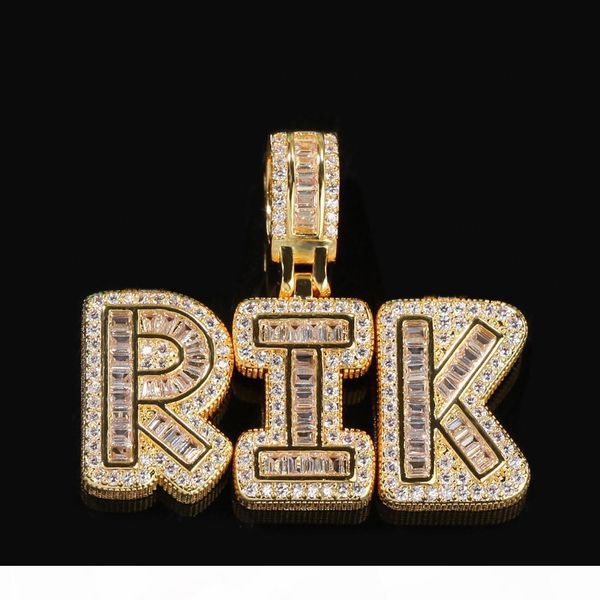 

пользовательские ожерелье мини багет letters подвески с именем для мужчин женщины циркон золото серебро цвет комиссия подарок ювелирных изде, Silver