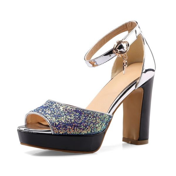 

sandals big size fashion sequin high heel heels women shoes woman summer ladies, Black