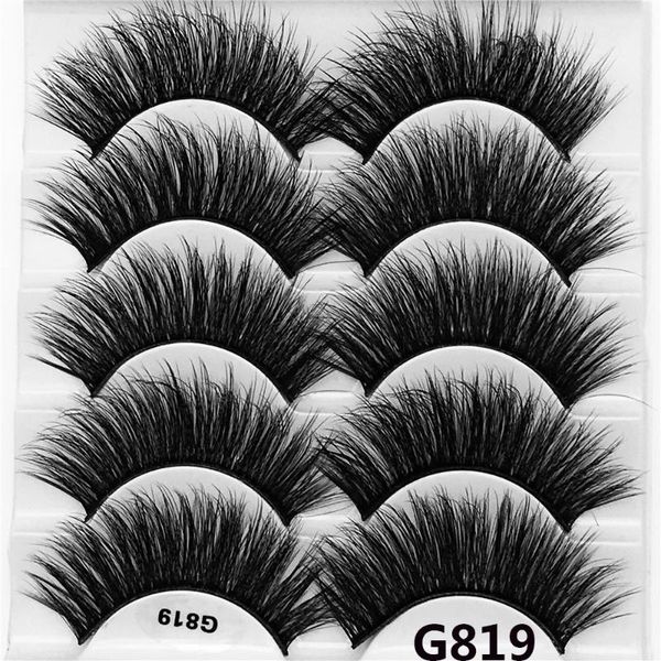

5pairs/box voluminous 3d mink hair natural long false eyelashes wispy cross eye lashes beauty makeup extension tools g819