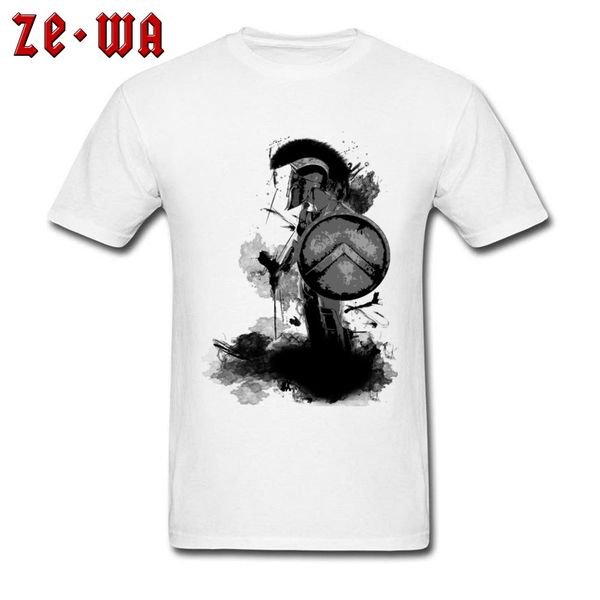 

ink painting mighty spartan warrior t shirts new design crew neck pure cotton men t-shirts summer sweatshirt