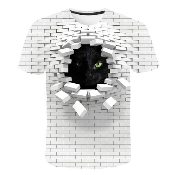 

3d cat wall print quality female 3d print shirts horror harajuku aesthetic men clothing