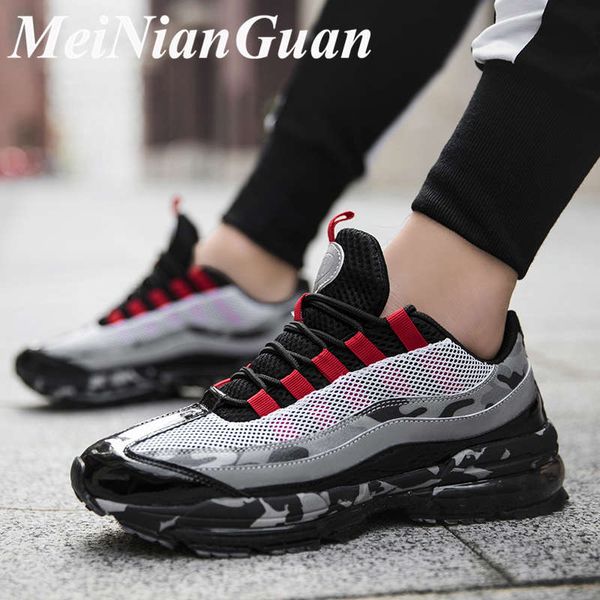 

light weight summer men's shoes air cushion casual male sneakers large size comfort men shoes 2020 lace-up outdoor trainers f8, Black