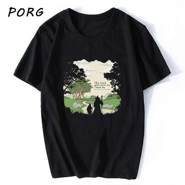 

the road goes on black t shirt men printed streetwear harajuku cotton t-shirt camiseta masculina tee shirt homme 2019 new o-neck