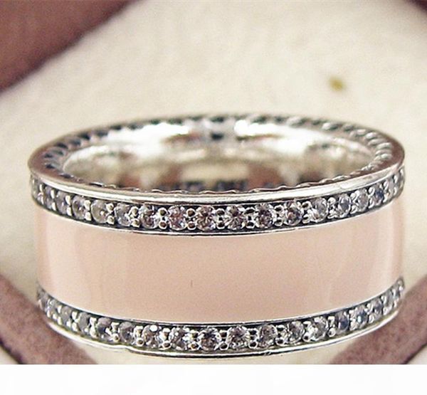 

2017 new 100% 925 sterling silver european pandora jewelry hearts ring with pink enamel and cz fashion charm ring