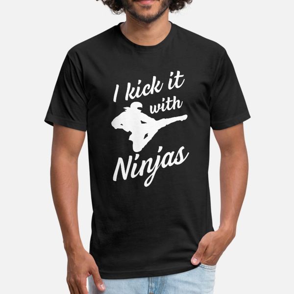 

i kick it with ninjas t shirt men printed 100% cotton o neck fit graphic breathable summer style letters shirt