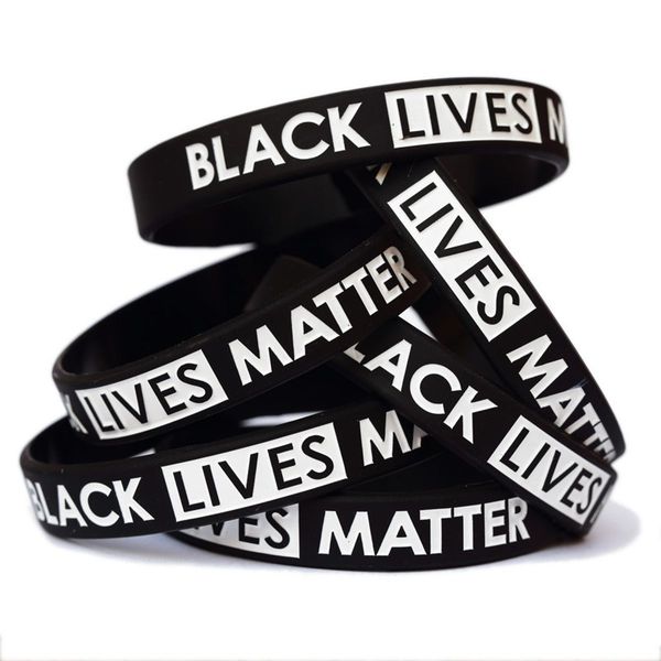 

100pcs/lot new black lives matter silicone wristband black bracelets & bangles silicona pulseira, Golden;silver