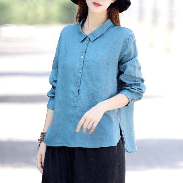 

women's cotton long-sleeved shirt autumn outdoor trekking camping sport new loose large size anti-meat age-reducing fashion, Gray;blue