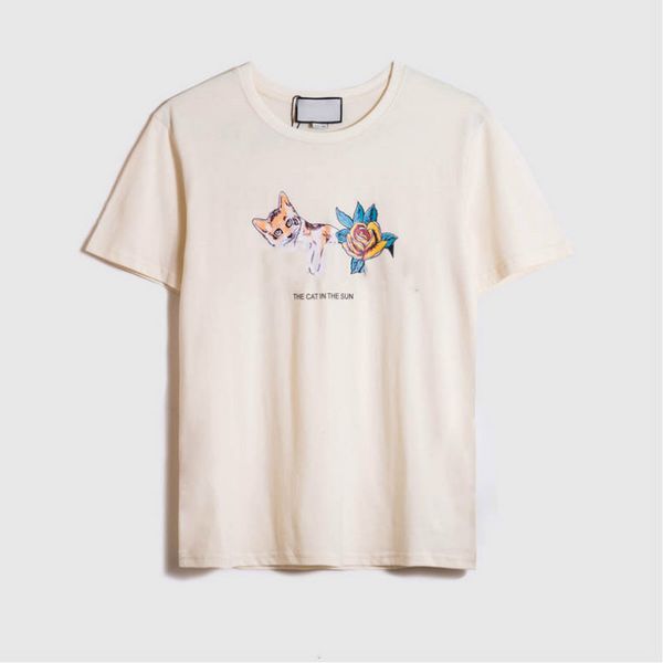 

guxxi italy mens casual t shirts mens tees sell summer casual cat prined t shirt men & women short shirts tees haute couture, White;black