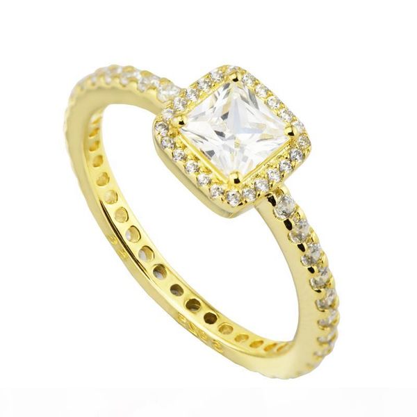 

timeless elegance 14k gold plated & cz ring sterling-silver authentic pure sterling wholesale ring european style woman diy rings