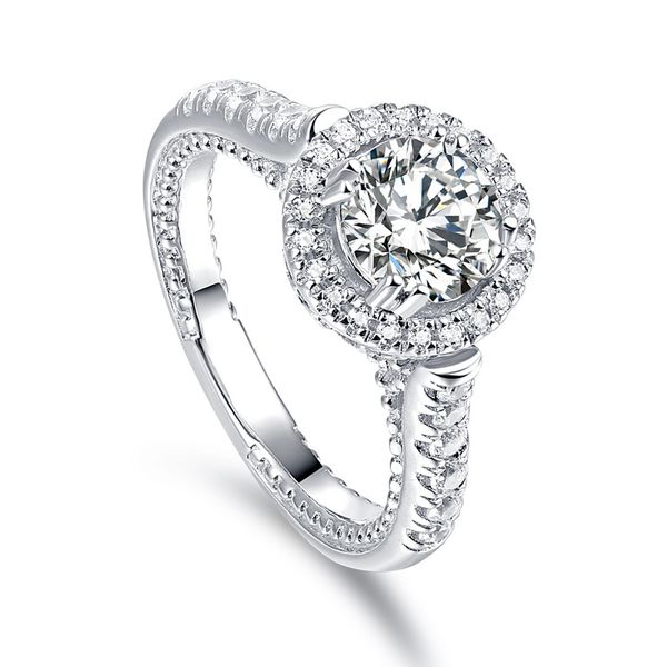 

sparkling zircon 925 sterling silver wedding rings for women real s925 silver engagement party jewelry size 4-13, Slivery;golden