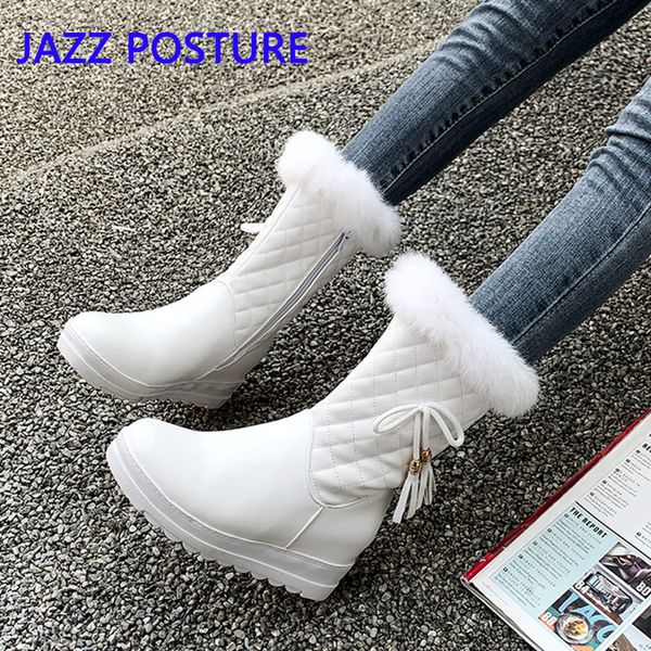 

2020 new snow boots thickening in the middle of the tube boots in flat bottom increase real fur q286, Black