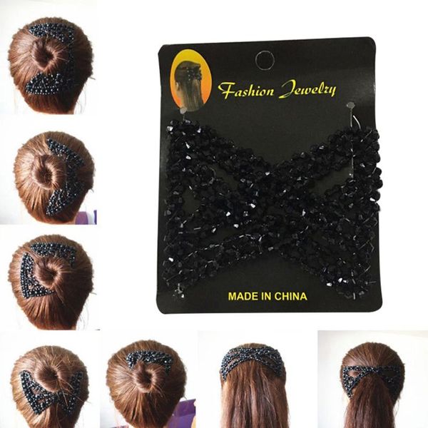

comb beads slide stretchy hair clips magic double clips easy