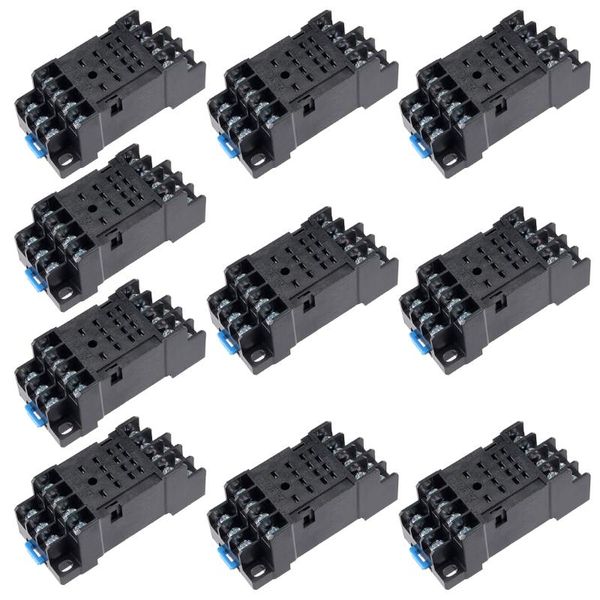 

uxcell 10pcs, 14 terminals rail mounted power relay socket base