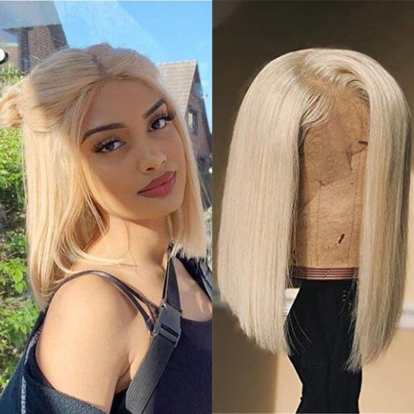 

lace wigs paff 613 honey blonde full wig 8 - 16 inch remy short bob for black women transparent part baby hair, Black;brown