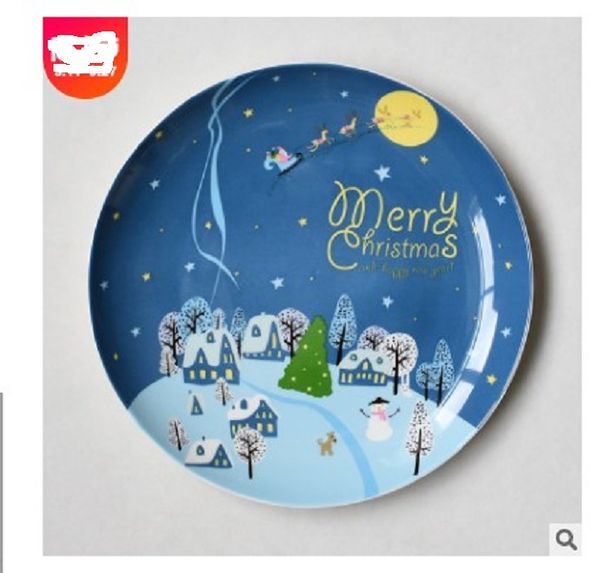 

2020 christmas ceramic plate cartoon hand painted steak plate fruit dish bone china western dish dinnerware 015