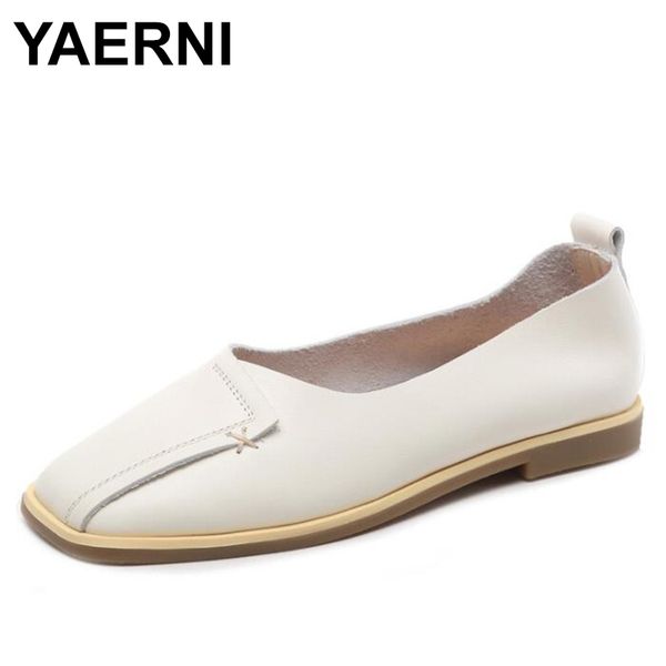 

yaernifashion new women flat shoes ballet casual leather shoes fashion wear-resistant genuine leather shallow mouth women, Black