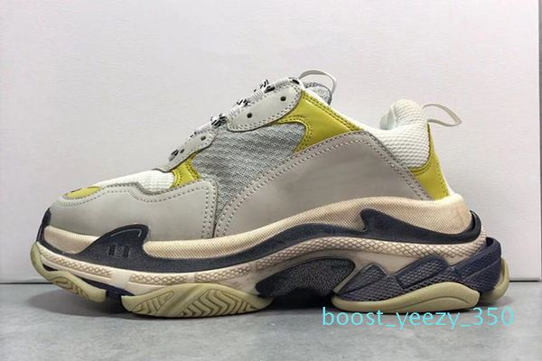 

men women pairs 17fw sneakers shoes fashion casual dad shoes trainers increasing sneaker beige leather triple s chaussures b35, Black