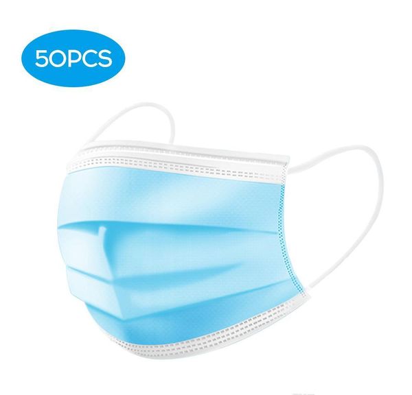 

face protective pm2.5 filter pollution 3-layer anti non-woven masks anti-dust mouth safety 50pc disposable ce2007 mnpwb