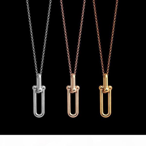 

titanium steel u letter long and short chain necklace suitable for women's foreign trade double u byte necklace jewelry, Silver
