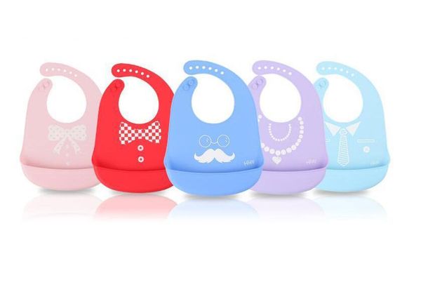 

100% food grade silicone bibs with pocket baby bibs easily wipe comfortable soft waperproof bibs keeps stains off