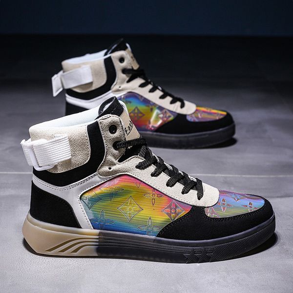

fashion autumn black mens rainbow shoes rainbow gradient casual sneakers shoes for men high platform zapatos hombre