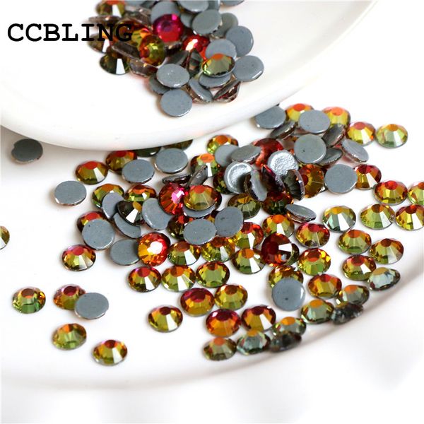 

nail art decorations ccbling crystal volcano rhinestones 1440pcs/pack ss6-ss20 dmc fix flatback strass iron on rhinestone stone, Silver;gold