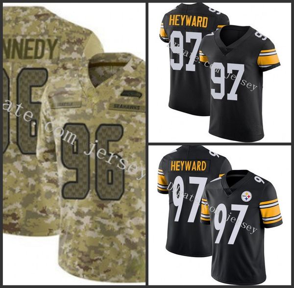 

pittsburgh steelers green 96 cortez kennedy 97 cameron heyward stitched nfl salute to service jersey, Black;red