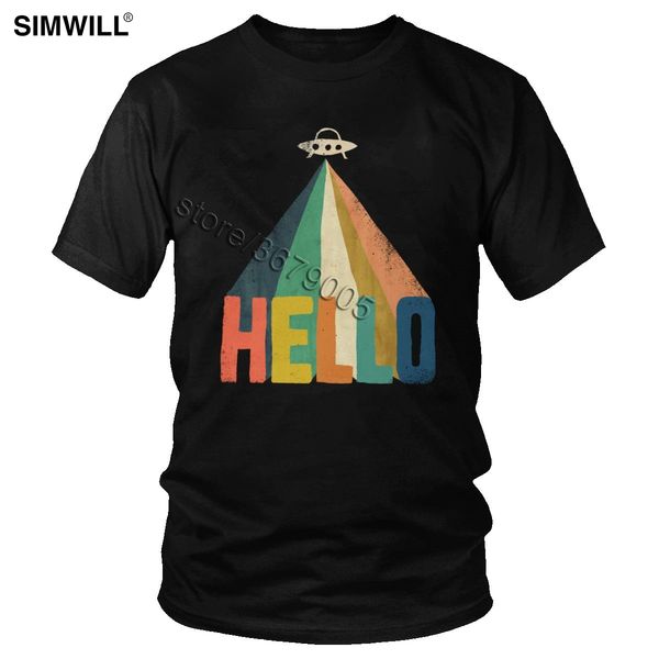 

урожай дружественные марсианский tshirt мужчины короткие рукава хлопок tee summer letter hello тенниска печати классический tshirt большой р