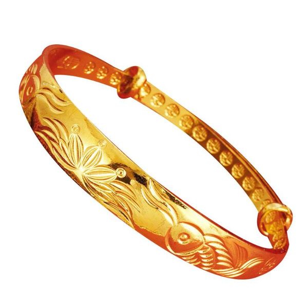 

vintage women goldfish flower carved bracelet bangle wedding party jewelry gift, Black