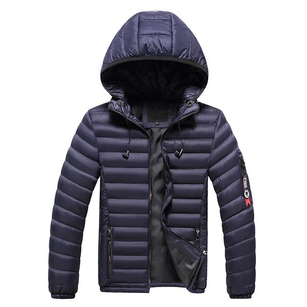 

male parka winter jacket men comfortable parkas jacket coat hoodies men's personality solid color portable headset parkas 2020, Black
