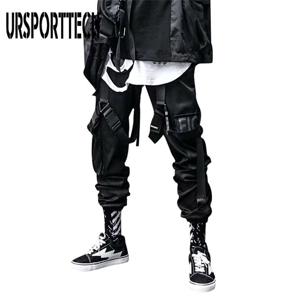 

нью-streetwear мужской мульти карманы грузовой шаровары hip hop casual male track pants joggers брюки мода harajuku мужчины брюки, Black