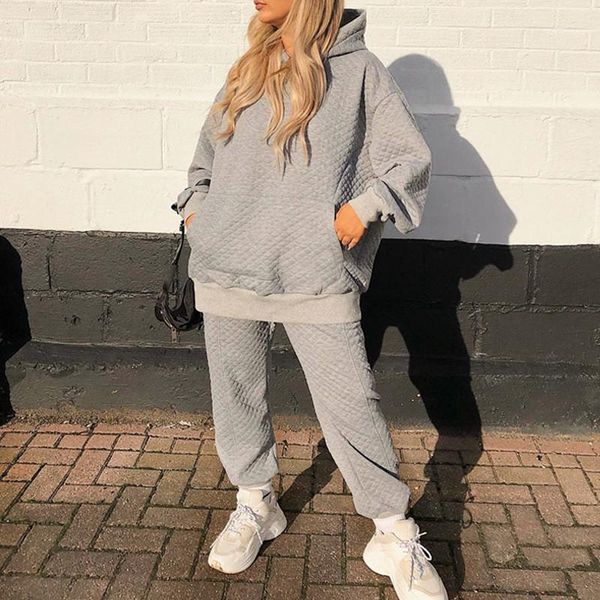 

trackuit casual long sleeve hooded pencil pants womens 2 piece outfits womens designers clothes fashion natural color, Gray