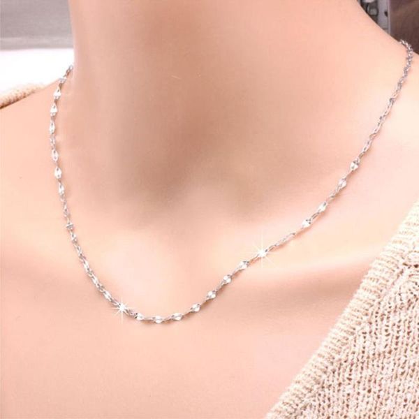 

womens mens necklace lip shape chain stainless steel silver color wholesale necklace for men jewelry gift 16-32