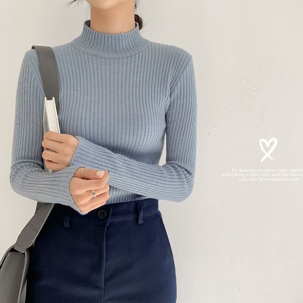 

2020 autumn and winter new high-neck warm solid color base sweater all-match sweater simple pure color all-match new, White;black