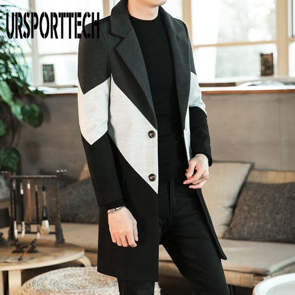 

2020 new autumn winter trench coat male button long sleeve fitness clothing fashion warm streetwear men long coat plus size 3xl, Black
