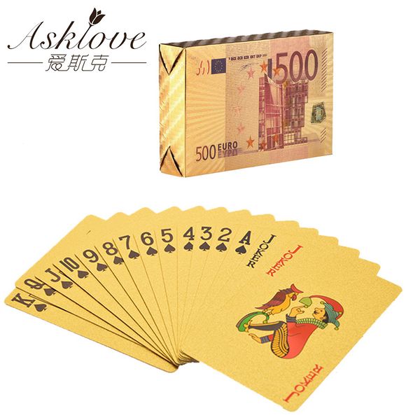 

gold foil poker playing cards eu plastic poker euro golden playing cards waterproof for board game party gifts