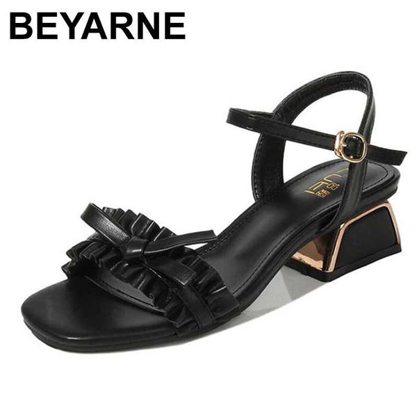 

beyarnewomen's sandals summer handmade ladies leather shoes floral sandals women flat shoes retro style woman, Black