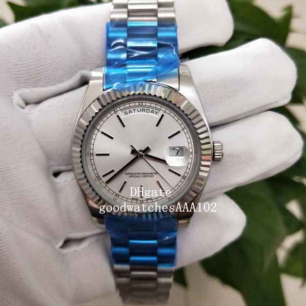 

невероятная mens 18k белого золота президент день дата 40 белый циферблат 228239 228238 40мм азия eta 2813 движение автоматическая мужские ч, Slivery;brown