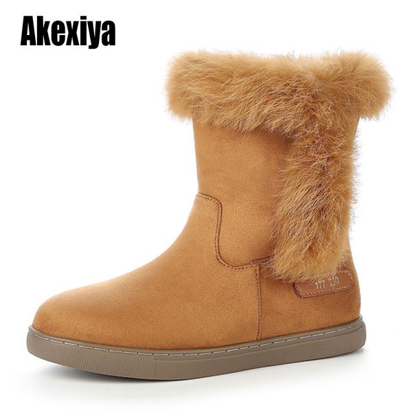 

women warm suede ankle boots for women comfortable slip-on flat boots chic ladies suede wool snow botas mujer u441, Black