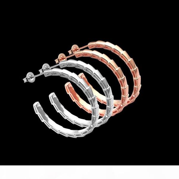 

2020 designer's foreign trade b letter diamond-snake festival c-shaped earrings ladies selling gold edition snake bone, Golden;silver