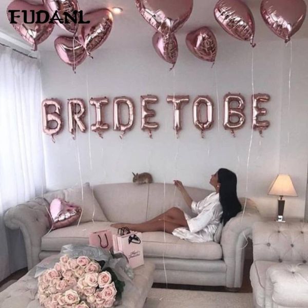 

16inch rose gold bride to be letter foil balloon love heart balloons hen party decorations wedding bachelorette party supplies